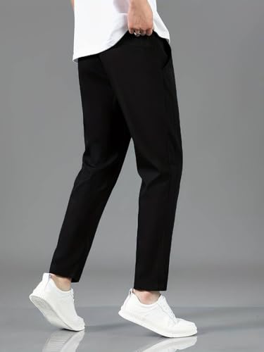 Image of TAGDO Men's Loose Fit Solid Color Polyester Drawstring Sports Pants - Casual, and Comfortable for Outdoor Activities (5186)