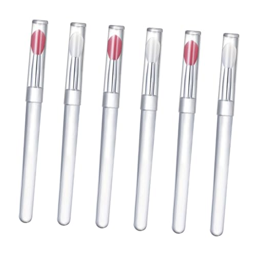 Gogogmee Portable 6pcs Silicone Lip Brush Set Lid Makeup Brush for Lipstick Lip Cream Women's Cosmetics Brush Beauty Tool
