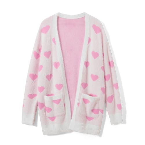 Awoscut Mother and Daughter Matching Clothes Sweater Cardigan Top Long Sleeve Heart Sweater Jumpers Mommy and Me Blouse2