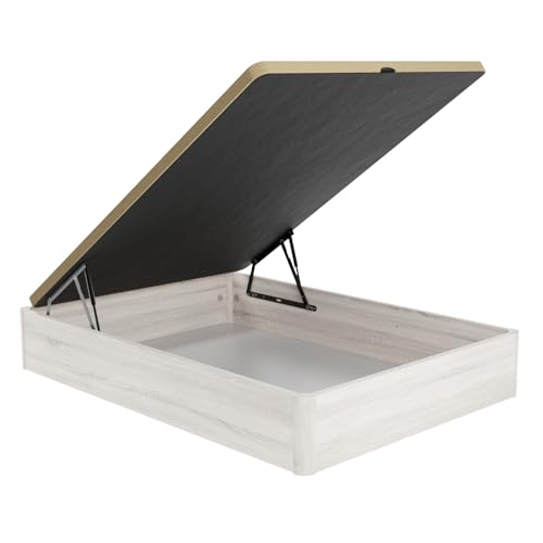 DUÉRMETE Online   Canapé Abatible de Madera Súper Reforzado con Gran Capacidad, Esquinas Redondeadas, 150 x 190, Polar