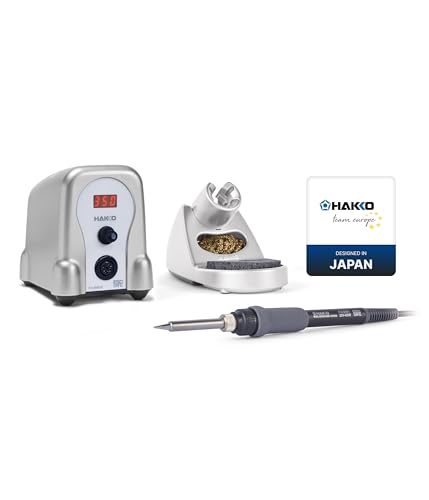 HAKKO® Lötstation FX-888DX Silber (100 W) – Digitale Lötstation mit hervorragendem Wärmeübertrag, kompakt für kleine Arbeitsplätze, ideal für präzises & professionelles Löten – inkl. Werkzeughalter