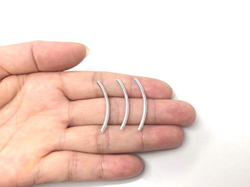30Pcs Adabele Authentic 925 Sterling Silver Sleek Curved Noodle Tube Connector Beads 30Mm X 2Mm Tube (1.5Mm Hole) For Jewelry Making Ss240 #TOP4