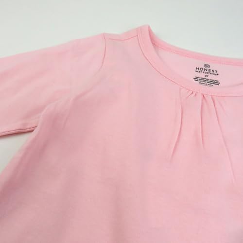 HonestBaby 5-Pack Long Sleeve T-Shirt Set with Front Gathering 100% Organic Cotton for Toddlers, Infant Baby Girls4