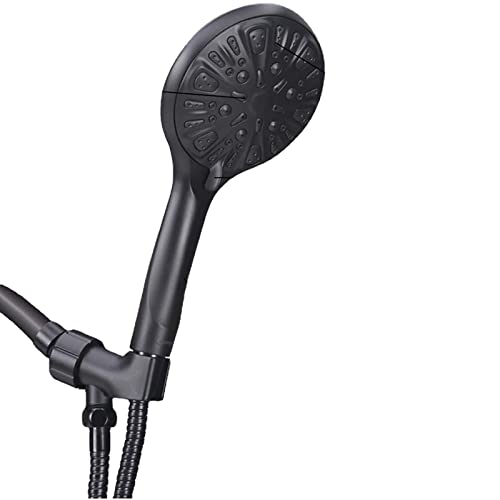 Douche active anticalcaire : pommeau 9 jets avec support et flexible noir