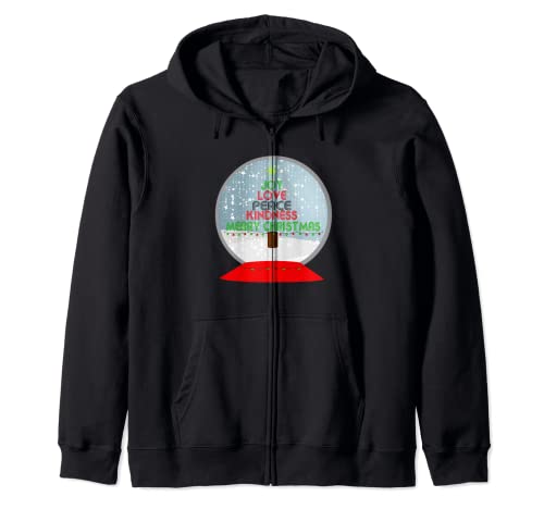 Alegría, Amor Paz bondad árbol, Árbol de Navidad, Bola de nieve Sudadera con Capucha