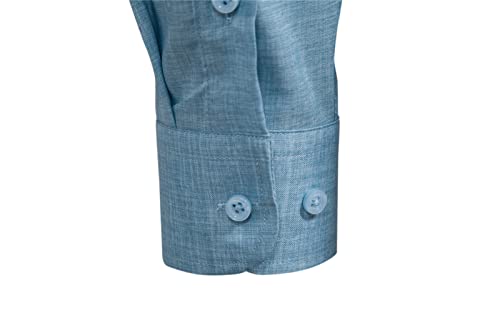 Sir7 Men's Long Sleeve Linen Shirts Casual Button Down Beach Quick Drying Shirts Blue Medium #TOP4