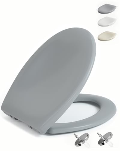 HySail Hochwertiger Toilettendeckel mit Absenkautomatik Schnellverschluss und Hygienischer Oberfläche Robust Umweltfreundlich Farbbeständig in Mehreren Farben Erhältlich (Grau Oval)
