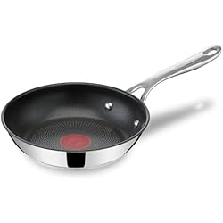 Sartenes Antiadherentes No Toxicas Tefal Jamie Oliver Sartén 20 cm, acero inoxidable, antiadherente reforzado con Titanio, thermo-signal, forma profunda, apta para gas, vitrocerámica, eléctricas e inducción, fácil de limpiar