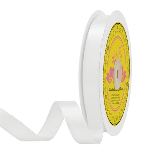 Image of Double Face Off White Satin Ribbon 5 /8 inch X 50 Yards Polyester Off White Ribbon for Gift Wrapping Very Suitable for Weddings Party Invitation Decorations and More
