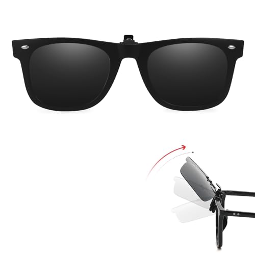 Trysee Polarized Clip on Flip Up Sunglasses Over Prescription Glasses UV400 Protection TS-CO-2140