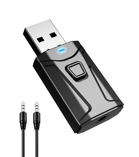 USB Bluetooth Adapter for Car, Bluetooth Transmitter Receiver Plug & Play, 3.5mm AUX Wireless Audio Adapter for TV, Headphone, PC, Stereo, TSNAM