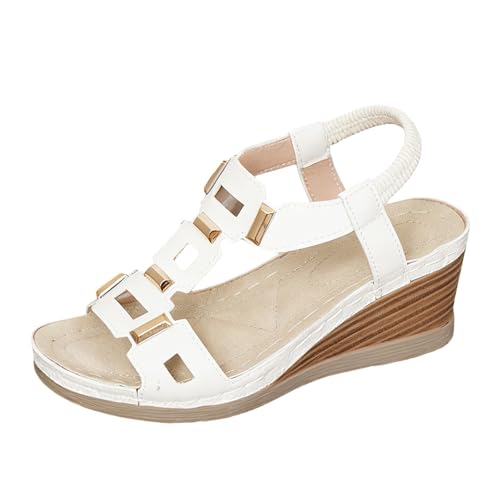 Sandalias bohemias caladas ligeras y transpirables con cuña cómoda 1