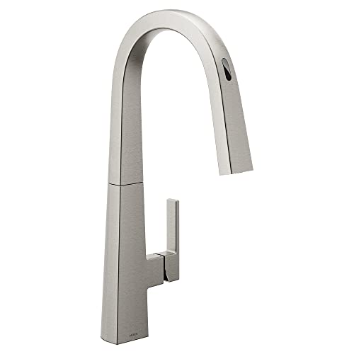 Moen S75005EVSRS Nio Smart Touchless Pull Down Sprayer Kitchen Faucet with Voice Control and Power Boost, Spot Resist Stainless
