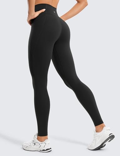 CRZ YOGA Women's Butterluxe 28'' Gym Leggings with Pockets - High Waisted Workout Sport Buttery Soft Yoga Pants Black 10