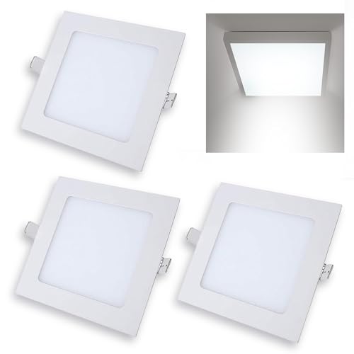 AntDau71-3 x Faretti Led da Incasso Quadrato luce bianca fredda 6500k led integrati luci ultrasottili soffitto illuminazione interno Lampada Plafoniera da Incasso Cartongesso (18 watt (22x22cm))