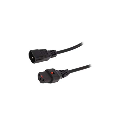 Câble IEC C13 femelle vers C14 mâle 1m PVC noir premium doté du système IEC LOCK
