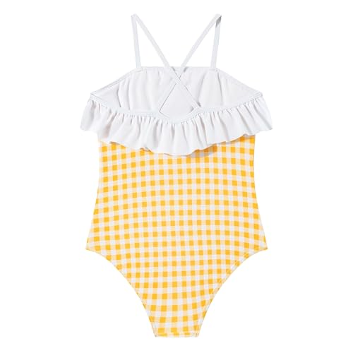 Image of LIZENS Girls One Piece Swimwear Checker Print Ruffles Bathing Suit for Kids Size 2-12