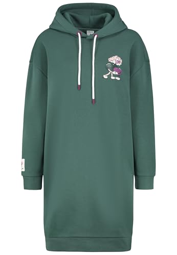 Sublevel Damen Sweatkleid mit Cartoonprint, langes Hoodie Sweatkleid Dark-Green M