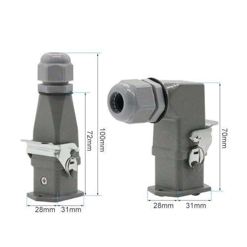 Conector industrial HDC-HA de 4 pines rectangular e impermeable de 250V 6