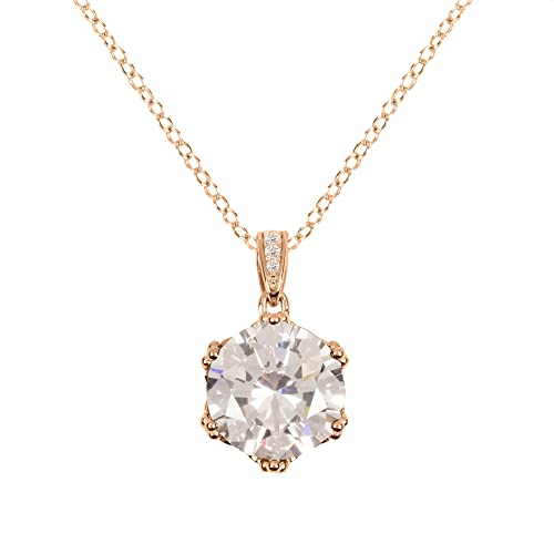 Disney Princess Rose Gold Plated Sterling Silver Clear CZ stone set Necklace C902900FZWL-P.PH