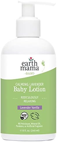 Earth Mama Calming Lavender Baby Lotion | Nourishing Organic Calendula + Rooibos for Sensitive Skin, 8 Fl Oz