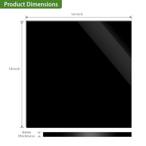 Image of 14 x 14 Black Acrylic Sheet 1 /4 inch Thick 6mm Black Plexiglass Sheet, DIY Materials for Home Decor, Handcraft, Painting, Photography,Switch Panel, Display Stand (1, 14 x 14 x 1 /4)