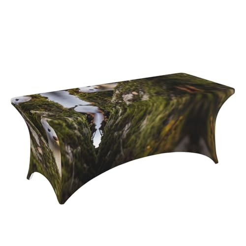 Housse de table rectangulaire extensible élasthanne 1,8m EdWal imprimé belette pour réception - 4