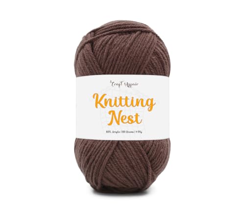 Image of Craft Affair | Knitting Nest Acrylic Yarn (200 Meter, 100 Grams, 2mm) / Woolen Yarn /Acrylic Yarn for Knitting and Crocheting-Cocoa