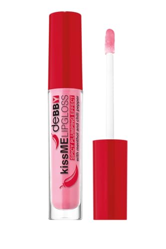 deBBY, kissME LIPGLOSS SPICY PLUMPING EFFECT, Gloss Labbra con Zenzero, Caffeina, Vitamina E, Mentolo e un pizzico di Peperoncino, Effetto Volumizzante Naturale, Finish Extra Luminoso