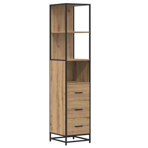 vidaXL Gabinete de Baño con cajón Roble Artisan 35 x 37,5 x 166 cm, Armario de baño Moderno, Rectangular, Estilo Industrial, Gran Espacio de Almacenamiento, Mueble Urbano