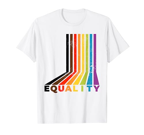 Rainbow LGBTQ Black Equality Pride Flag Retro T-Shirt