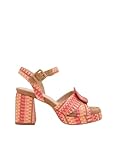 Azarey Sandalias coral de tacón ancho con plataforma tejida y hebilla - (Talla 40)