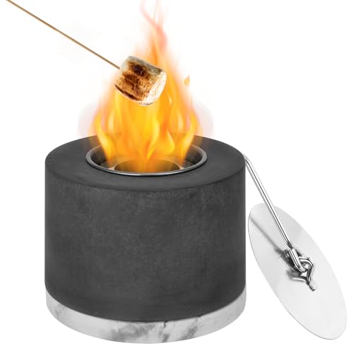 Table Top Fire Pit Bowl-Concrete Tabletop Firepit Small Portable Mini Indoor Fireplace Home Decor Smokeless Fire Pit White Elephant Gift - Thumbnail 2