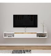 Pmnianhua drijvende tv-standaard, wandmontage entertainmentcentrum tv-mediaconsole, zwevende planken...
