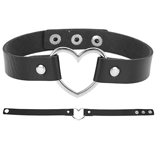 La Mejor Lista de Gargantillas Top 10. 50 Gargantilla Cuero de PU en Forma de Corazón Collar Ajustable Aleación de Punk Rock Gargantilla en Forma de Corazón Cuero de PU Gargantilla Ajustable de Moda en Cuero para...