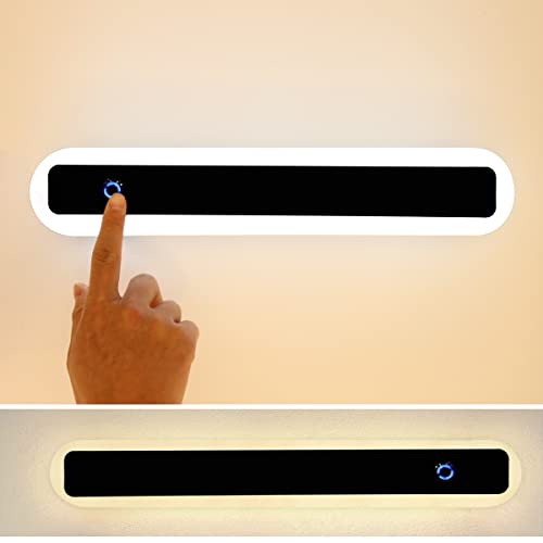 ACMHNC Spiegelleuchte Bad, 40cm Spiegellampe Badezimmer mit Schalter, IP44 Badlampe Wand, 14W 1100 Lumen, Touch Dimmbar 3000k/4000k/6000k, Schwarz, Wandlampe Bad