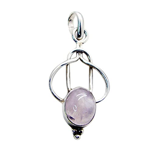 Pendentif quartz rose en argent évite les allergies et protège la pierre grâce au serti clos