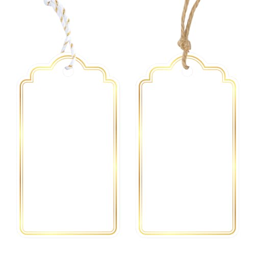 Anwyll Gift Tags with String - 100 Pcs Gold Foil Gift Tags for Presents