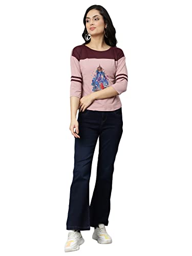Image of OM SAI LATEST CREATION Women's New 3D Printed Lycra 3 /4 Sleeve Regular Fit Office wear,Casual wear Western Top
