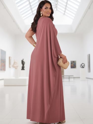 Image of KOH KOH Womens Long Cowl Neck Flowy Grecian Goddess Cape Sleeve Maxi Dress