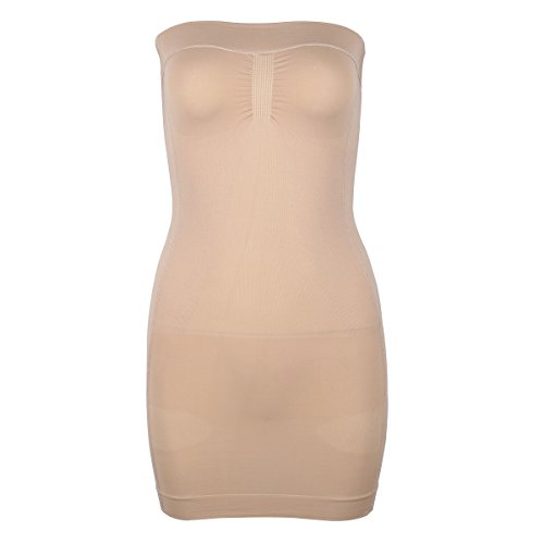 ranrann Fond de Robe Femme Bustier Robe Gainante Sculptante Shape Gaine Bodycon Combinaison Sculptante Slim Fit Robe sans Bretelles Invisible Body Shapewear S-XXXL Beige L-XL