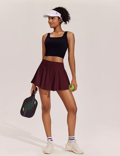 Image of PINSPARK Womens Tennis Skirt Pleated Athletic Skirts with Pockets Shorts High Waisted Golf Skort for Workout Pickleball