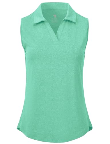 Image of BGOWATU Women's Sleeveless Golf Polo Shirts Collared V Neck Tennis Tank Tops UPF 50+ Quick Dry Lightweight