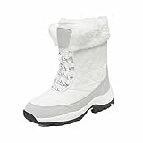 Dasongff Botas de nieve para mujer de invierno cálidas impermeables antideslizantes ortopédicas de tobillo botines labiales térmicos para esquí, moto, caza, senderismo, pesca, blanco, 42 EU