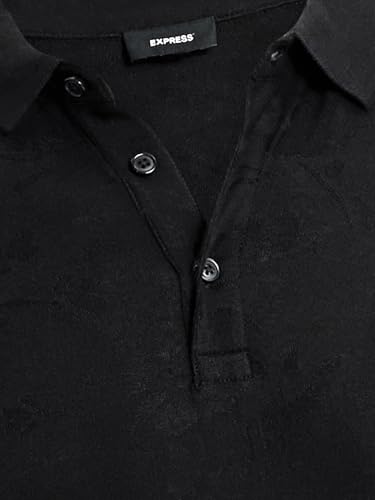 EXPRESS Men’s Floral Jacquard Polo – Short Sleeve Textured Cotton Blend, Casual or Golf Shirt4
