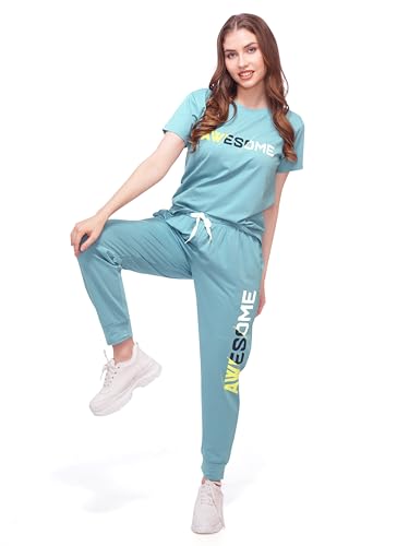 Image of LOTIK Women Jogging Suit Cotton Lycra Solid Top & Payjama Nightsuit & Tracksuit Set