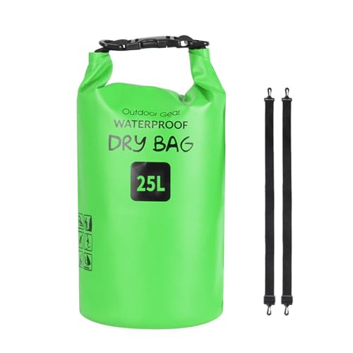 Sac de rangement étanche 25L vert gazon avec boucle pour camping et randonnée