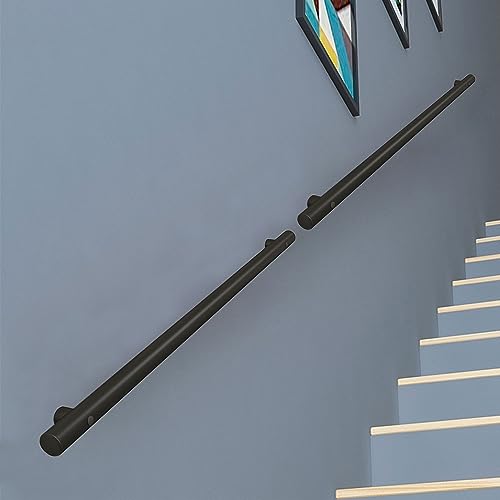 Pasamanos para escaleras 1 2 3 4 5 6 metros Soportes de barandilla de escalera Soporte de pared de acero inoxidable negro, barandillas de escalera Pasamanos de seguridad para interiores y exteriores (