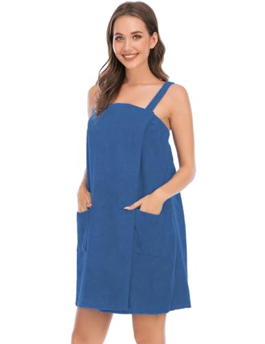 Image of Veseacky Women Bath Wrap Towel for Womens Shower with Pocket Adjustable Spa Robe & Facial Headband