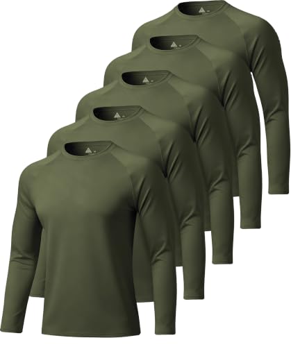 Image of ZITY 5 Pack Long Sleeve Shirts for Men UPF 50+ Sun Protection Fast Dry Lightweight Fishing Swim Rash Guard Workout Shirt